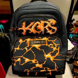 NWT Limited edition Michael Kors, mens exclusive woven canvas backpack navy blue
